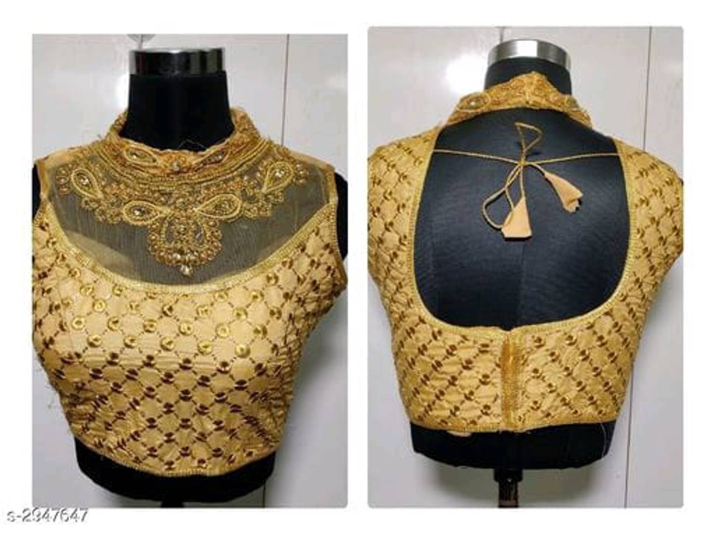 Stylish Golden Phantom Silk Embroidered Stitched Blouse